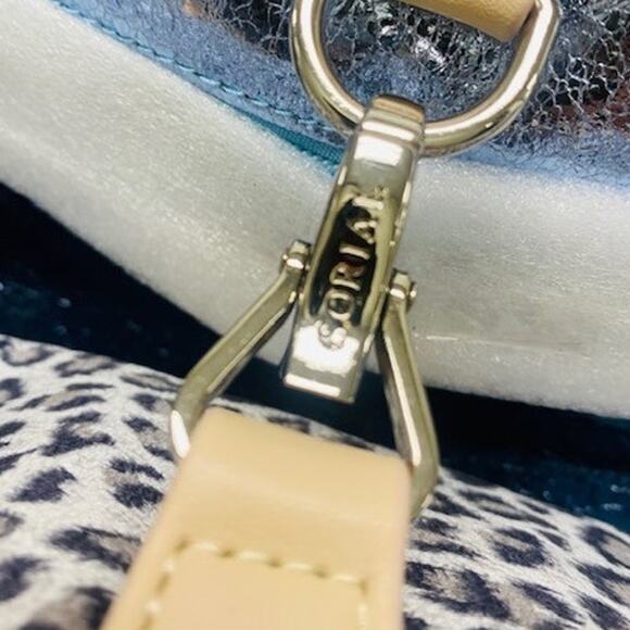 Sorial Holiday Tote Light Blue Vegan Leather Metallic Glazed Shopper Bag NWT - Picture 8 of 9